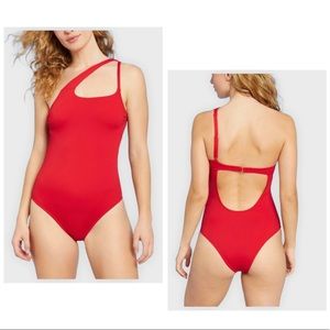 Shade & Shore - Women’s Ribbed One Shoulder One Piece Swimsuit